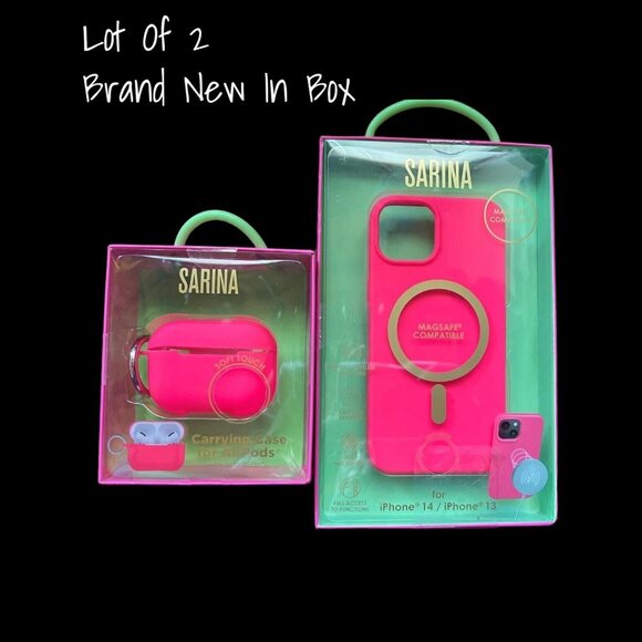 Sarina MagSafe compatible for iPhone 14/13 Pink AirPod Pro Case Lot 2 New In Box - Picture 1 of 2